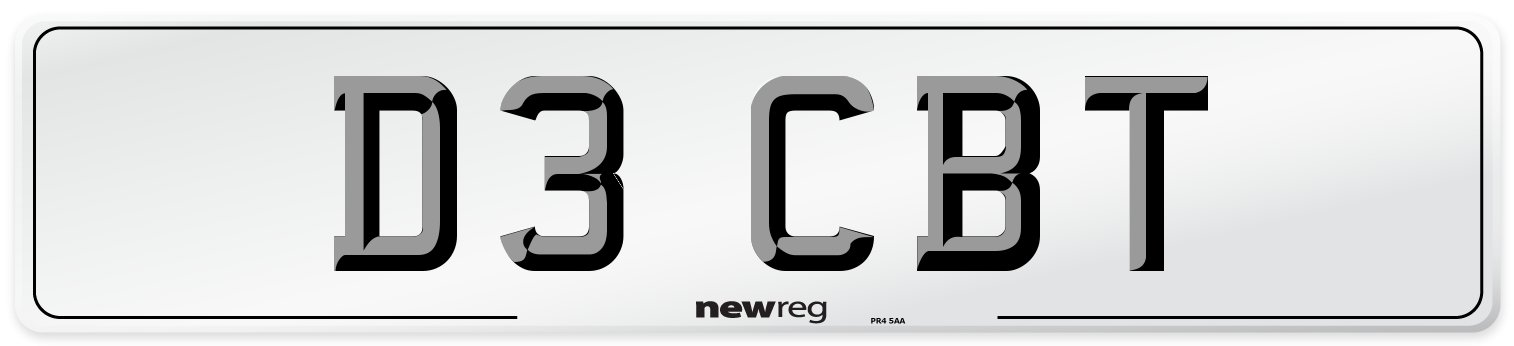 D3 CBT Number Plate from New Reg